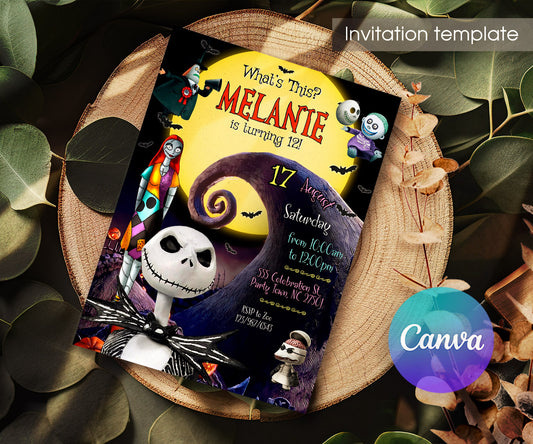 The Nightmare Before Christmas Halloween customizable invitation template | Share or Print | XA624