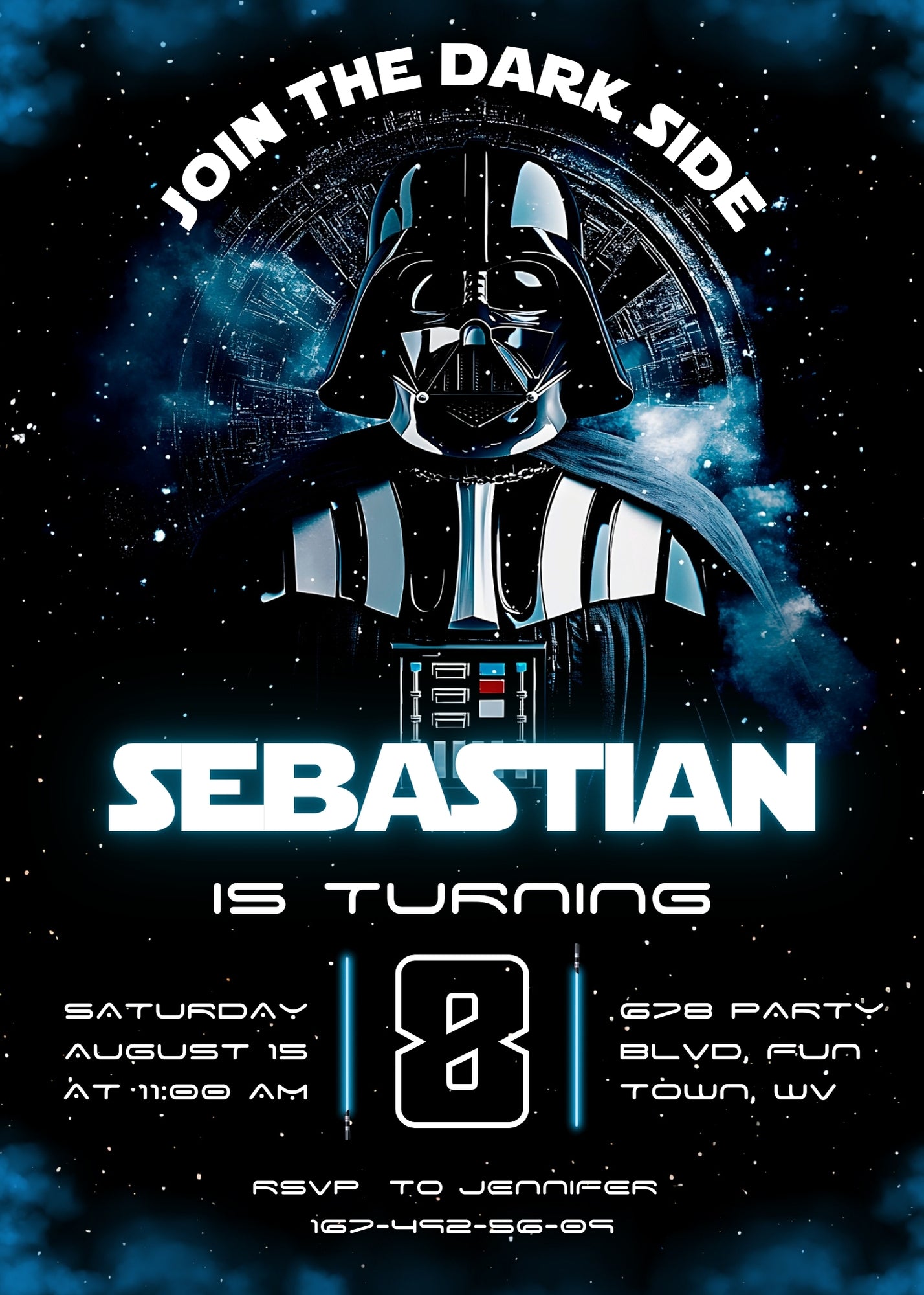 Star Wars Darth Vader customizable invitation template | Share or Print | boy | IT449