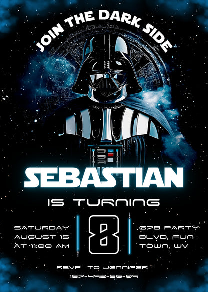 Star Wars Darth Vader customizable invitation template | Share or Print | boy | IT449