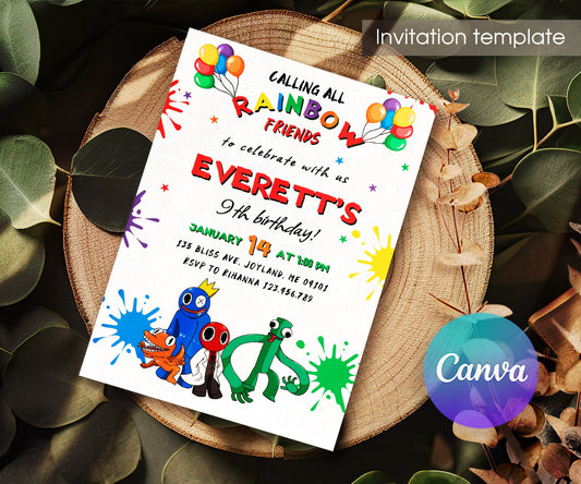 Rainbow Friends customizable invitation template | Share or Print | JB093