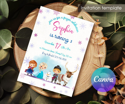 Frozen Elsa customizable invitation template | Share or Print | girl | ZD681