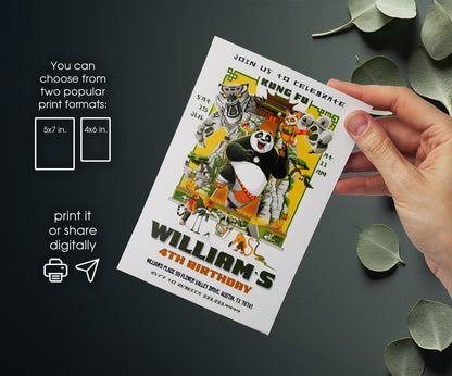 Kung Fu Panda Po customizable invitation template | Share or Print | RY796
