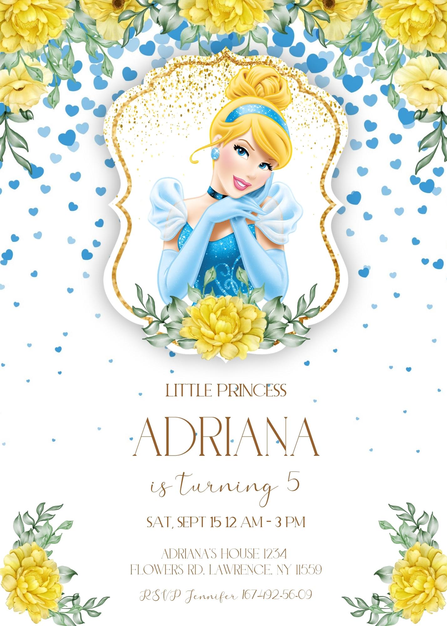 Cinderella Princess customizable invitation template | Share or Print | girl | AG412