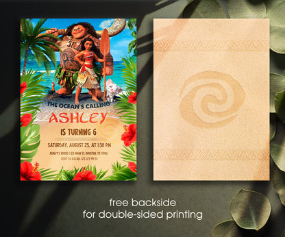 Moana Princess customizable invitation template | Share or Print | girl | DB774