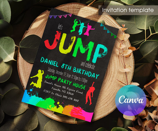 Trampoline Jump Party customizable invitation template | Share or Print | UW550