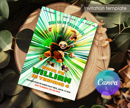 Kung Fu Panda Po customizable invitation template | Share or Print | NI455