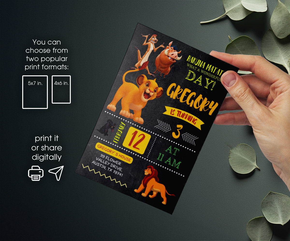 Lion King Simba customizable invitation template | Share or Print | MP650