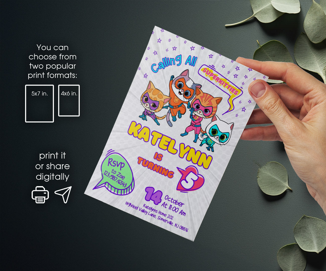 SuperKitties customizable invitation template | Share or Print | FZ781