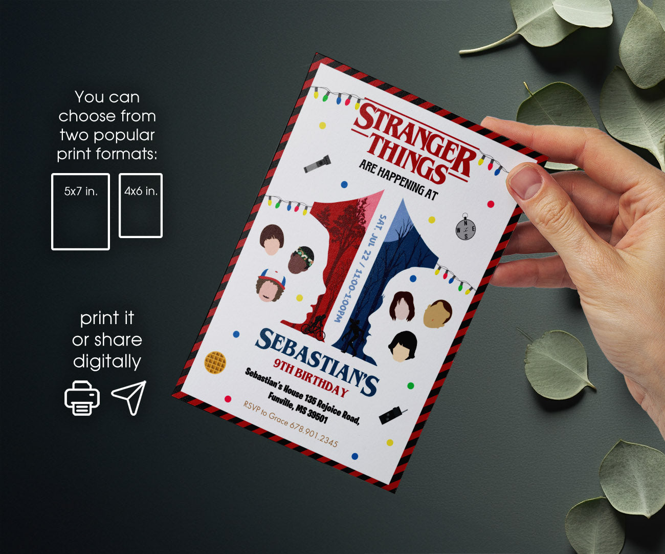 Stranger Things customizable invitation template | Share or Print | TE155