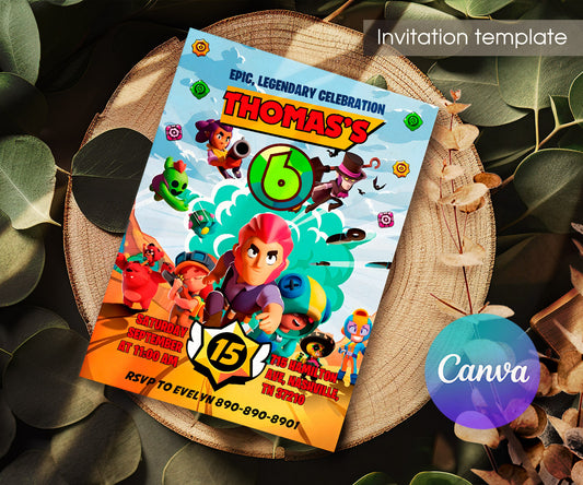 Brawl Stars Gamer customizable invitation template | Share or Print | OJ270