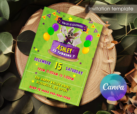 Chuck E. Cheese customizable invitation template | Share or Print | YJ841
