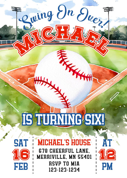 Baseball MLB Sport customizable invitation template | Share or Print | boy | DT067