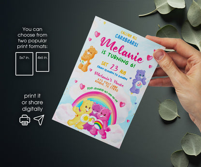 Care Bears customizable invitation template | Share or Print | HP955
