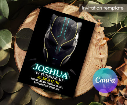 Black Panther Superhero Marvel customizable invitation template | Share or Print | boy | XS690