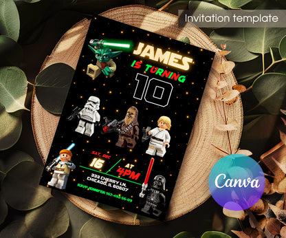 Star Wars Darth Vader Lego Minifigures customizable invitation template | Share or Print | OZ965