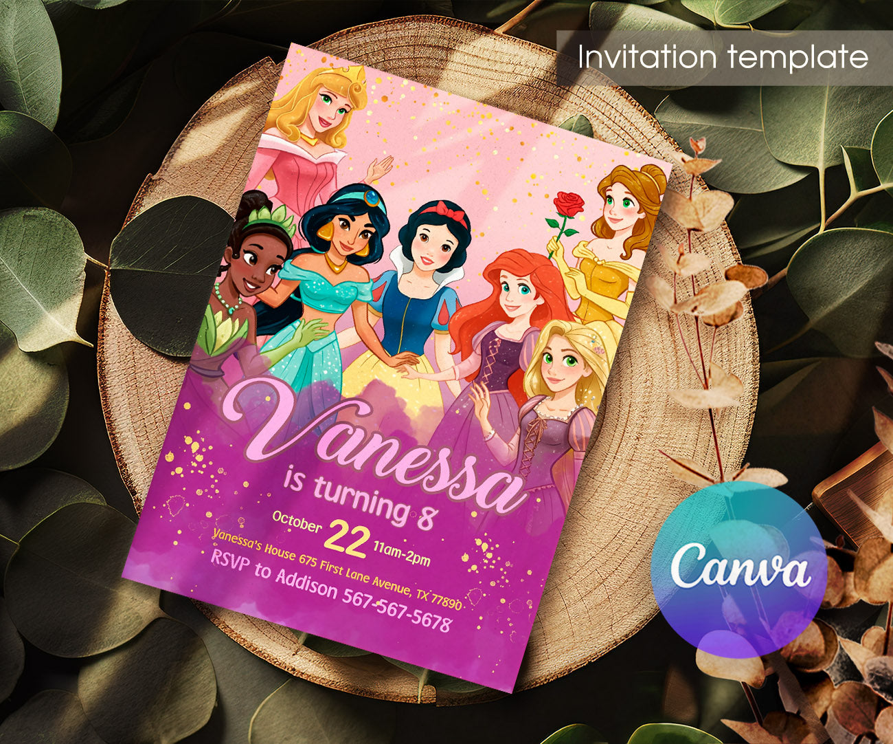 Disney Princess customizable invitation template | Share or Print | girl | OL528