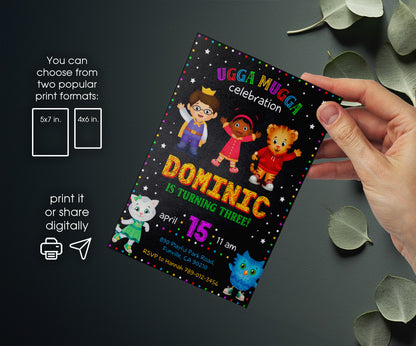 Daniel Tiger's Neighborhood customizable invitation template | Share or Print | UV187