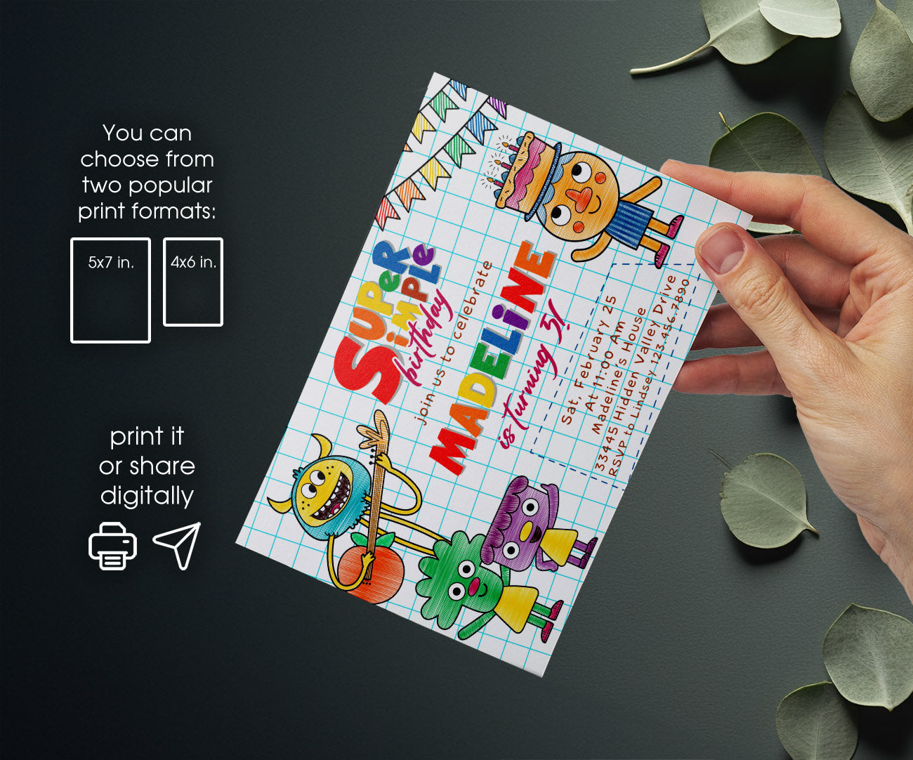 Super Simple Songs customizable invitation template | Share or Print | JT821