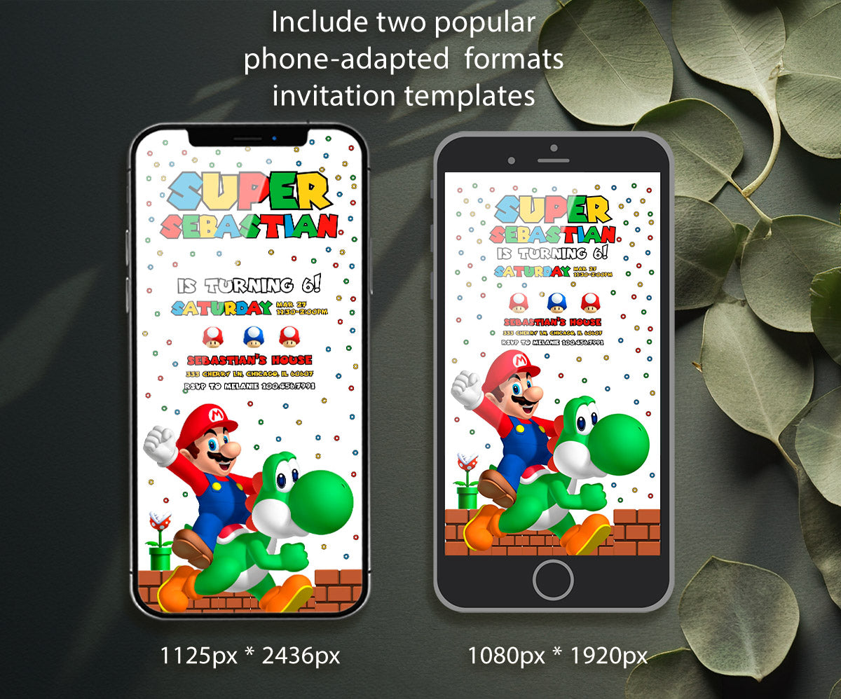 Super Mario Bros customizable invitation template | Share or Print | GV519