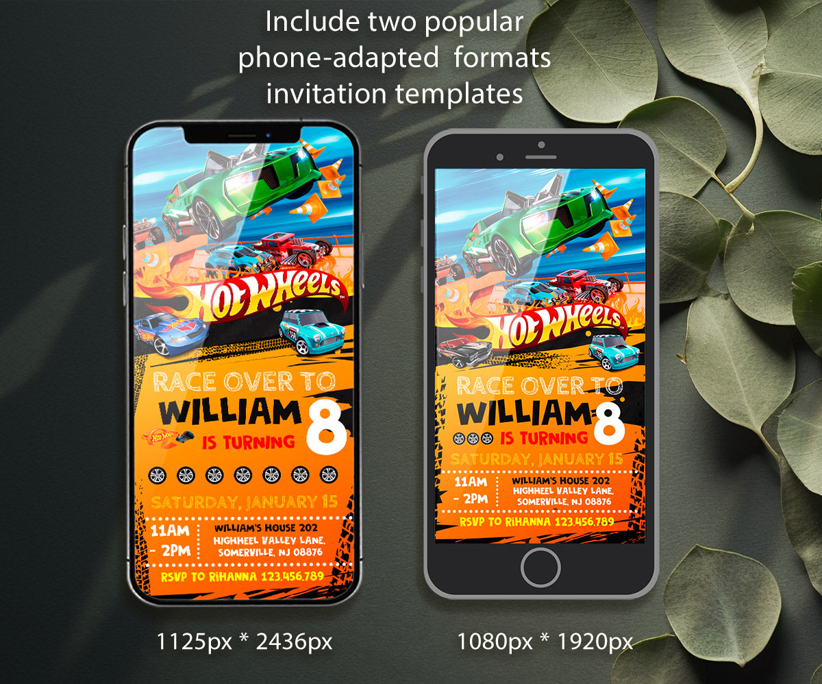 Hot Wheels Racing customizable invitation template | Share or Print | boy | NM307