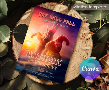 Godzilla X King Kong customizable invitation template | Share or Print | AK828