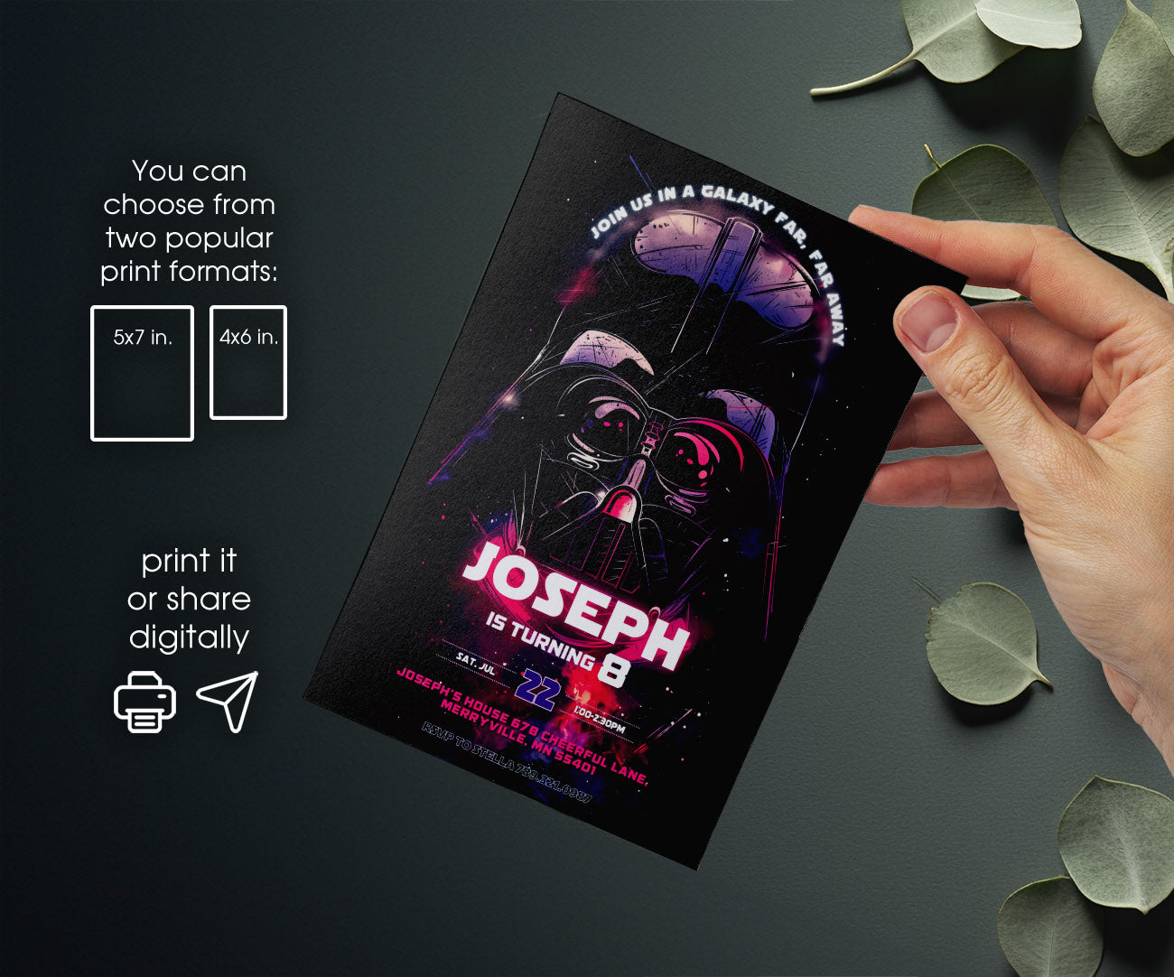 Star Wars Darth Vader customizable invitation template | Share or Print | boy | TD836