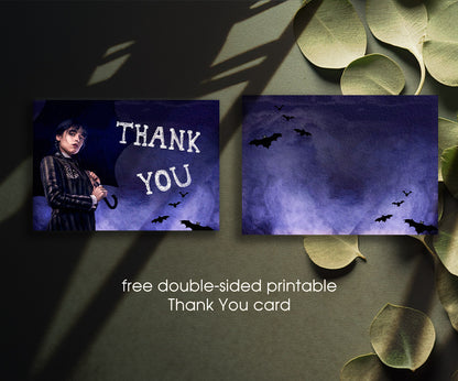 Wednesday Addams customizable invitation template | Share or Print | girl | BA941