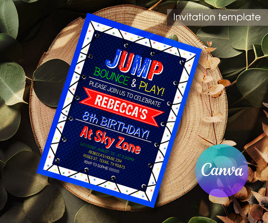 Trampoline Jump Party customizable invitation template | Share or Print | UD980