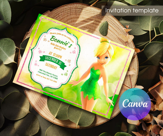 Tinker Bell Fairy Princess customizable invitation template | Share or Print | girl | LV950