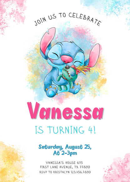 Lilo & Stitch Aloha customizable invitation template | Share or Print | YD278