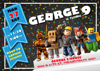 Roblox Gamer customizable invitation template | Share or Print | MC901