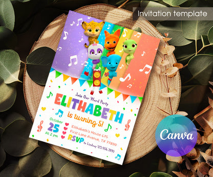 Word Party customizable invitation template | Share or Print | JX278