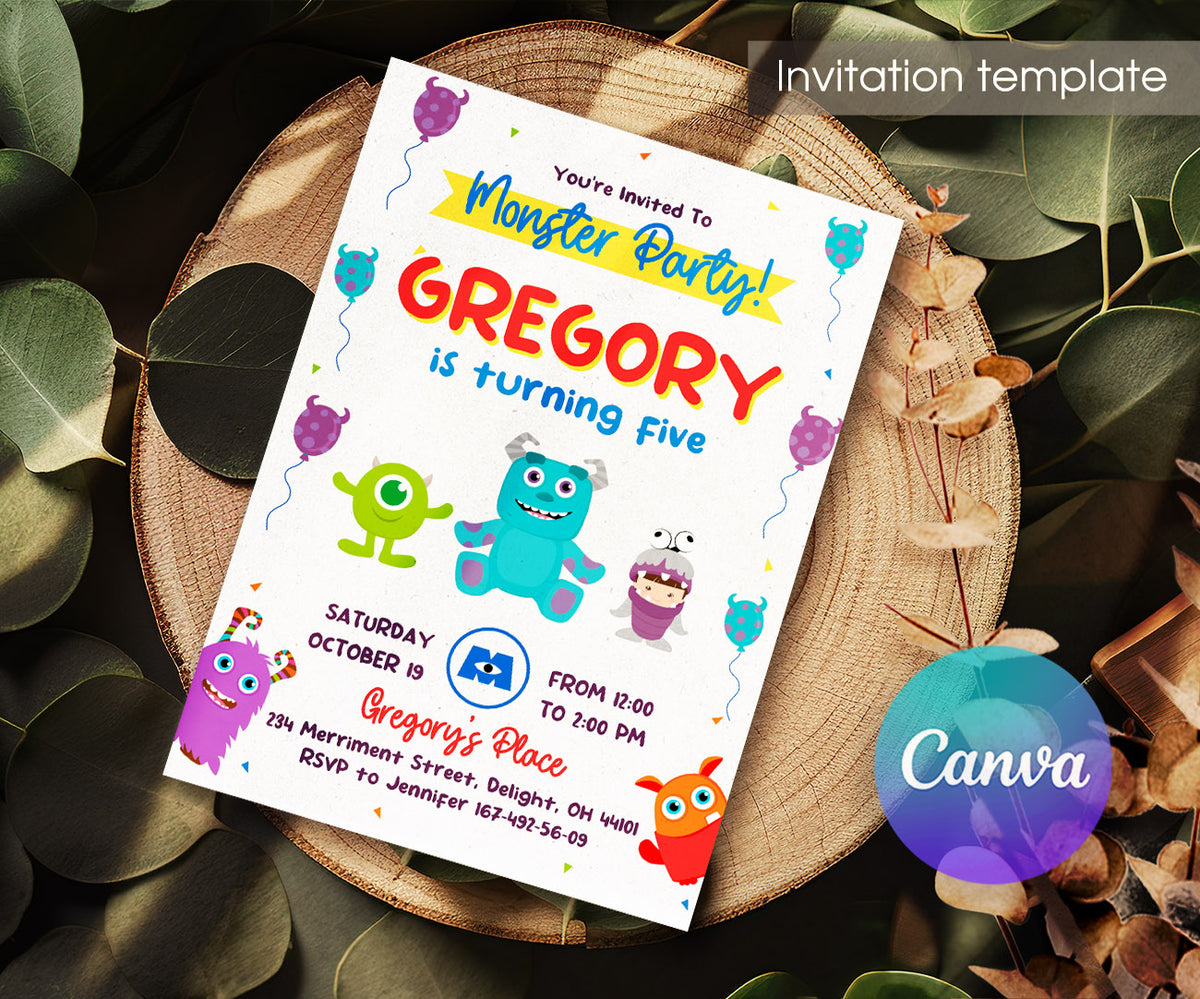 Monsters, Inc. customizable invitation template | Share or Print | EI603