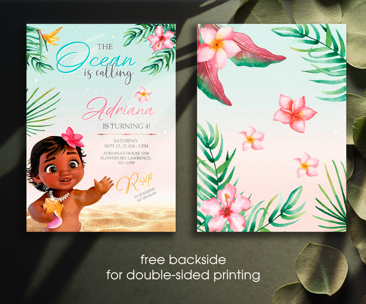 Moana Princess customizable invitation template | Share or Print | girl | YB142