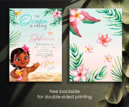 Moana Princess customizable invitation template | Share or Print | girl | YB142