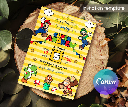 Super Mario Bros customizable invitation template | Share or Print | IP186
