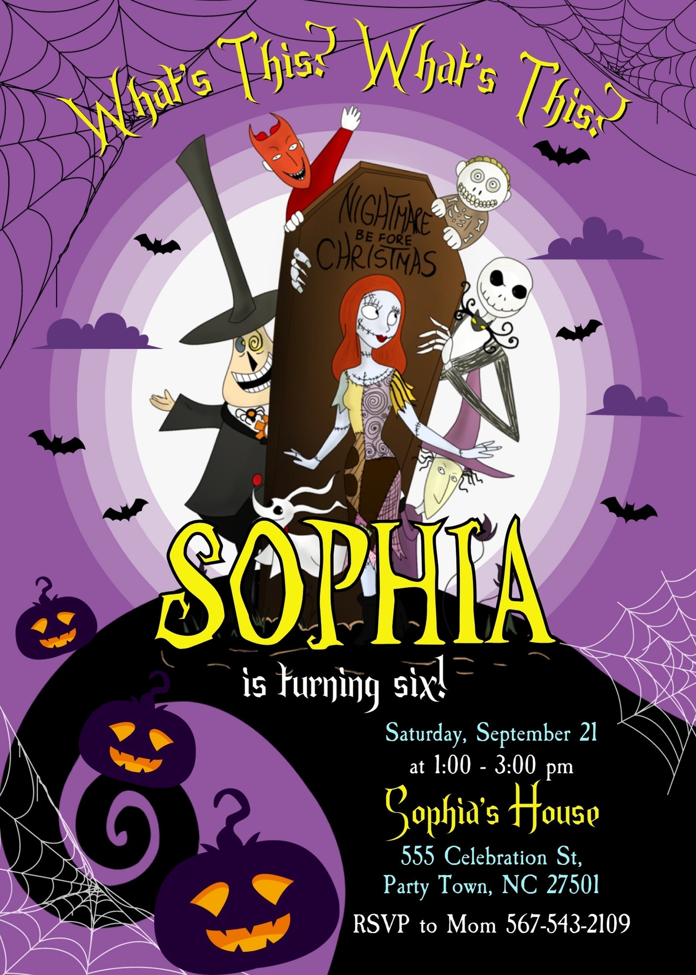 The Nightmare Before Christmas Halloween customizable invitation template | Share or Print | XJ610