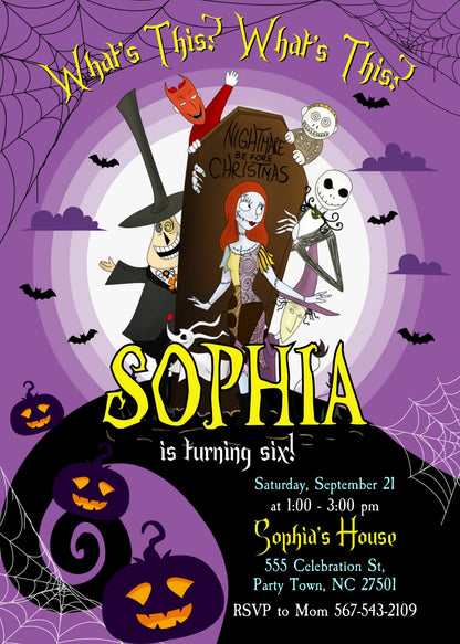 The Nightmare Before Christmas Halloween customizable invitation template | Share or Print | XJ610