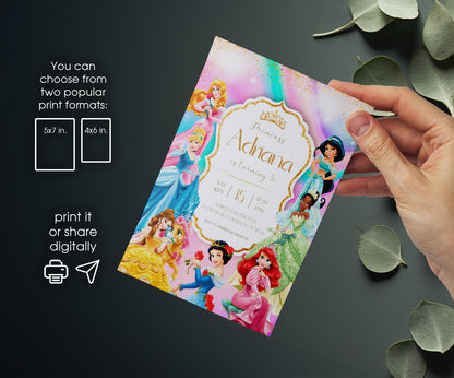 Disney Princess customizable invitation template | Share or Print | girl | ZR289