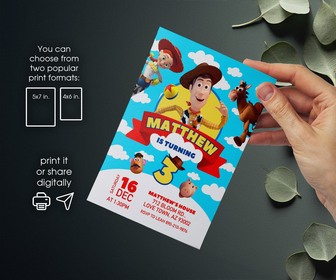 Toy Story Woody customizable invitation template | Share or Print | AT553