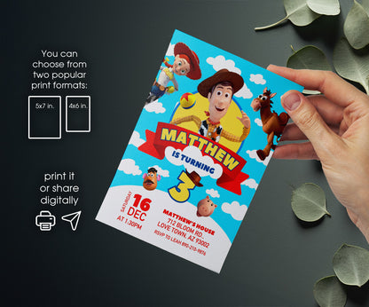 Toy Story Woody customizable invitation template | Share or Print | AT553
