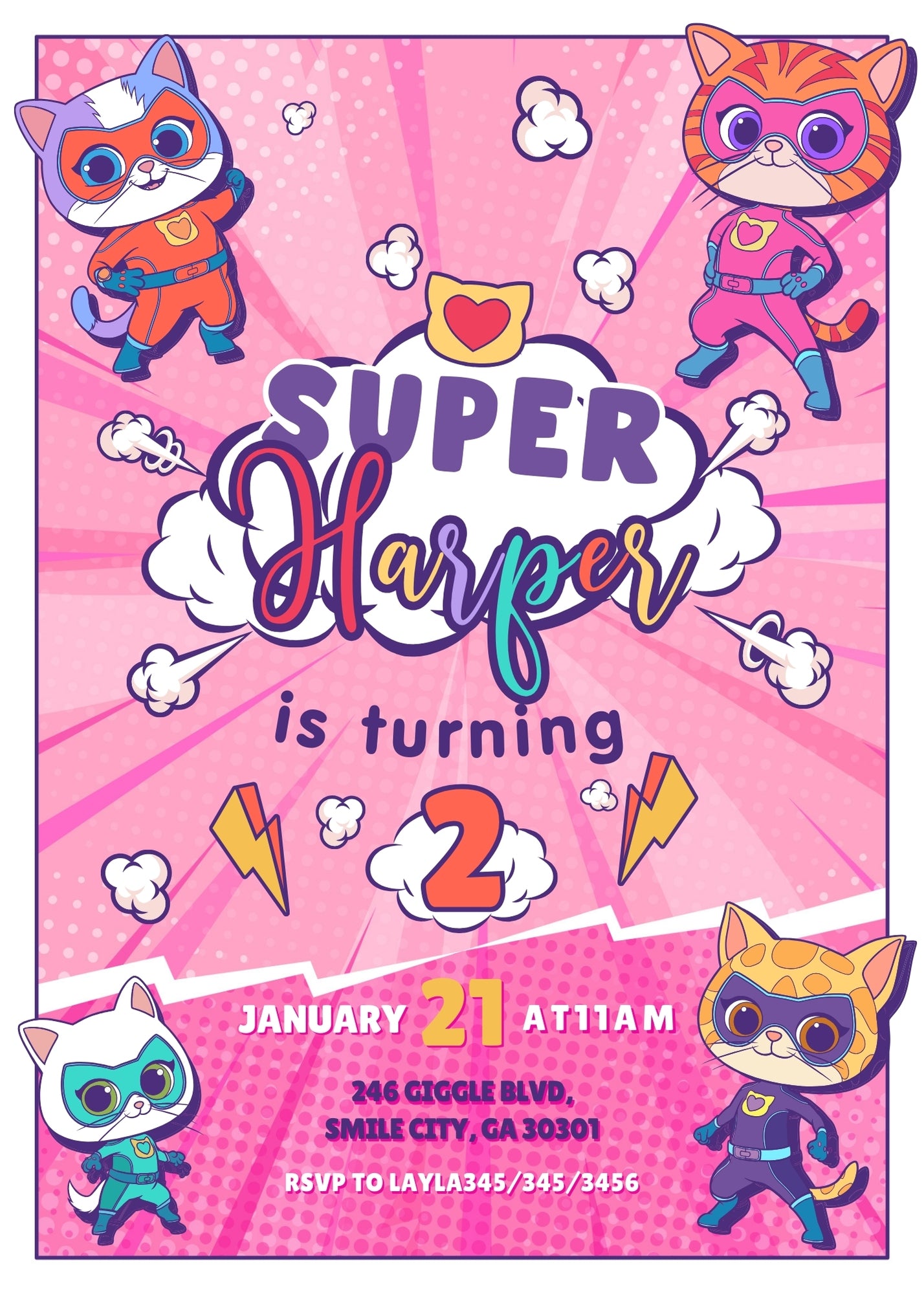 SuperKitties customizable invitation template | Share or Print | OY651