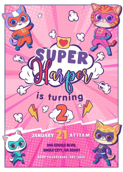 SuperKitties customizable invitation template | Share or Print | OY651