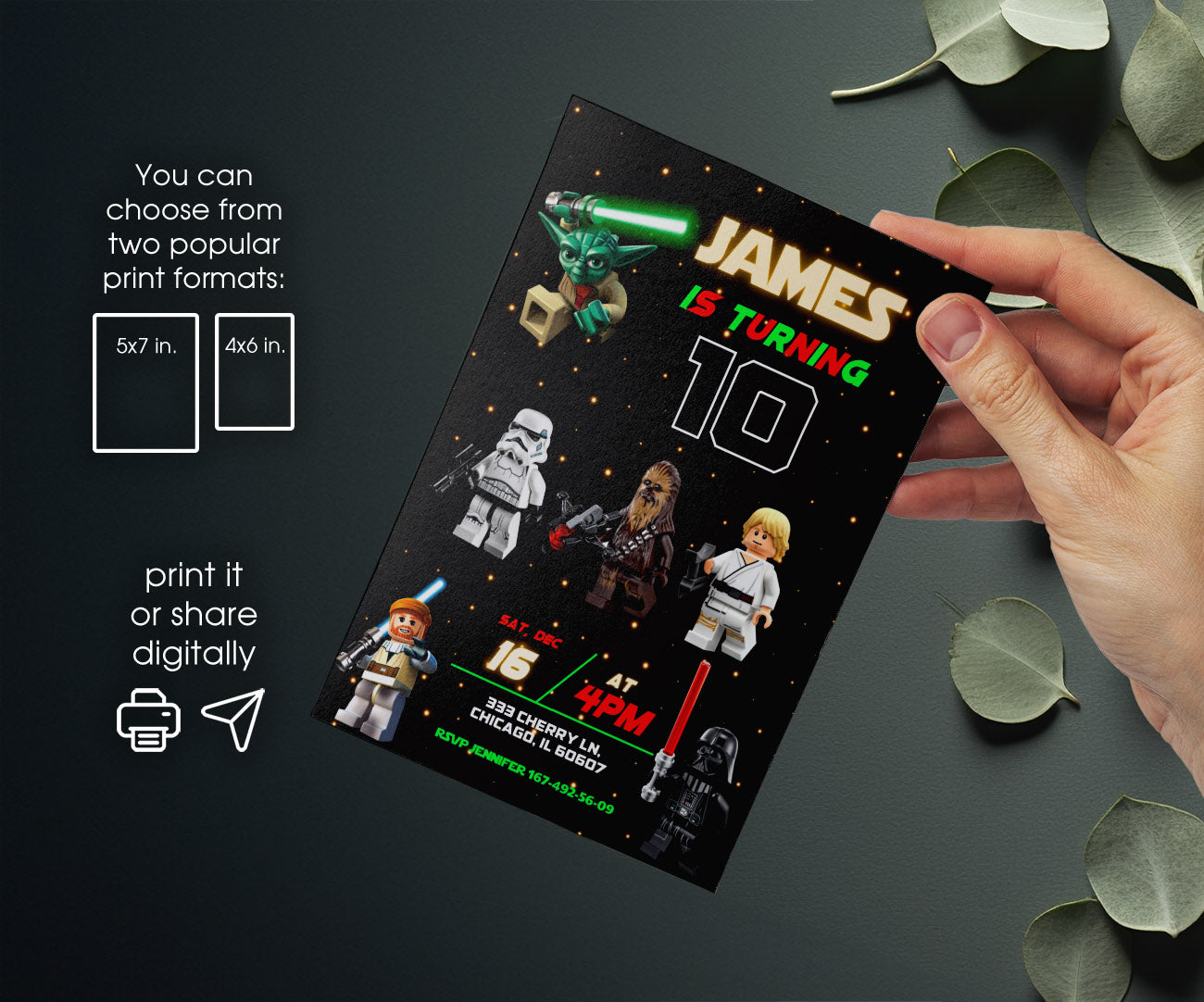 Star Wars Darth Vader Lego Minifigures customizable invitation template | Share or Print | OZ965
