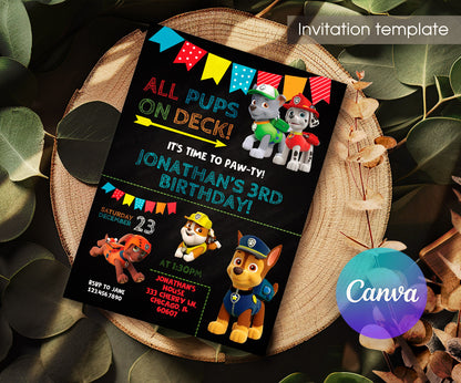 PAW Patrol customizable invitation template | Share or Print | SD572