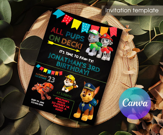 PAW Patrol customizable invitation template | Share or Print | SD572