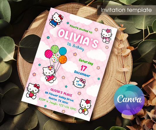 Hello Kitty Sanrio customizable invitation template | Share or Print | CA628