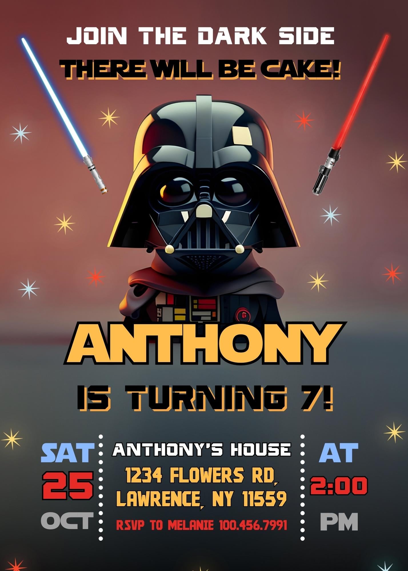 Star Wars Darth Vader customizable invitation template | Share or Print | boy | GA658