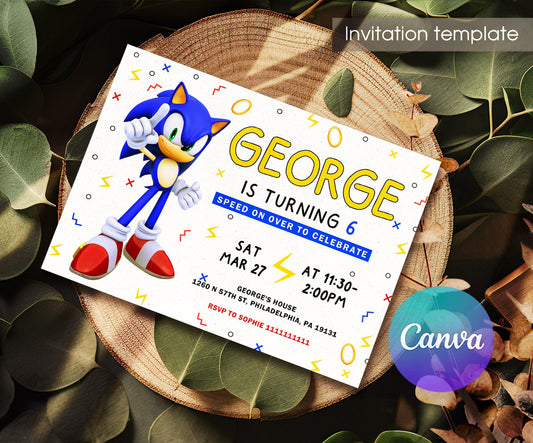 Sonic the Hedgehog customizable invitation template | Share or Print | RH576