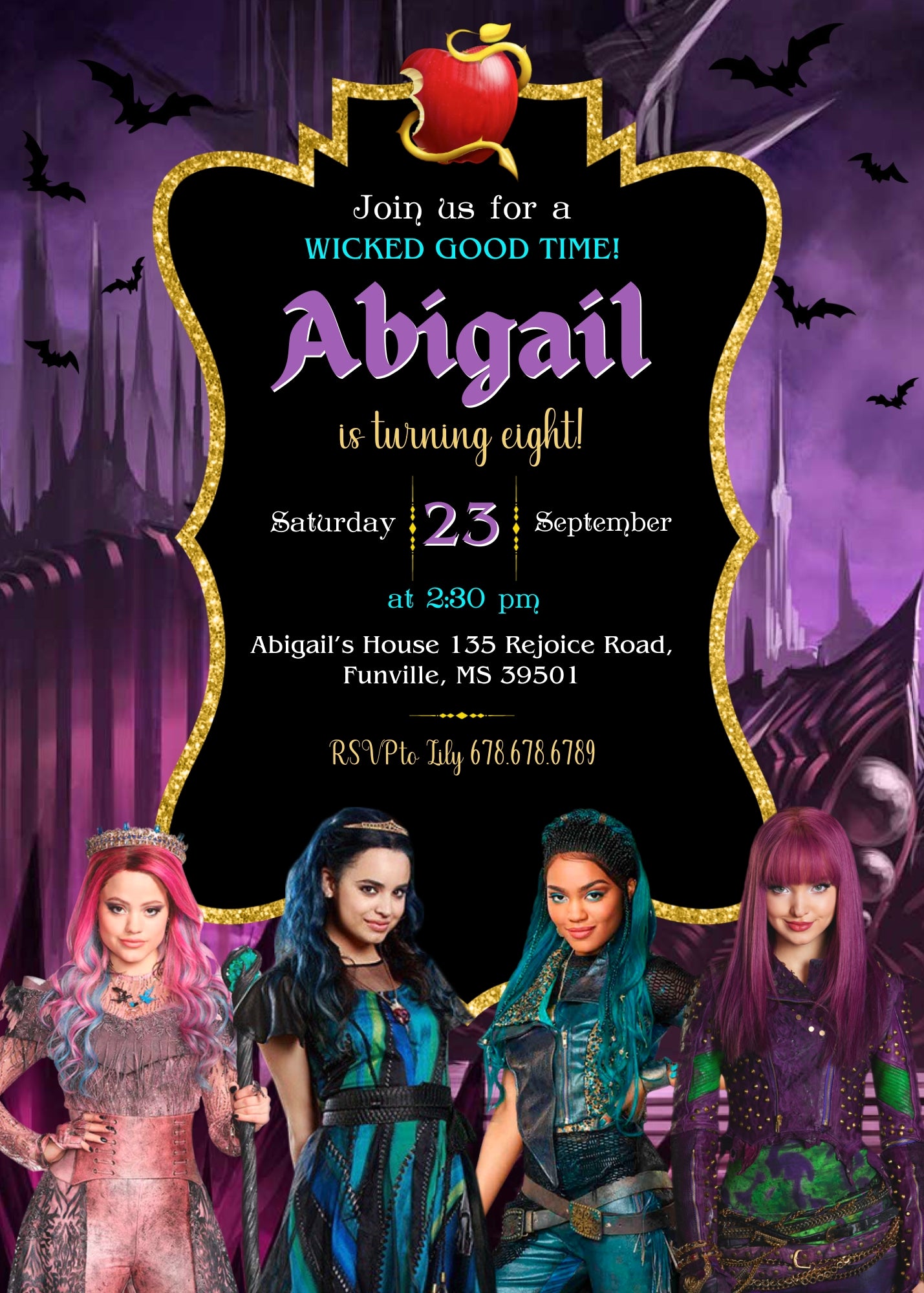 Descendants Disney customizable invitation template | Share or Print | HG442